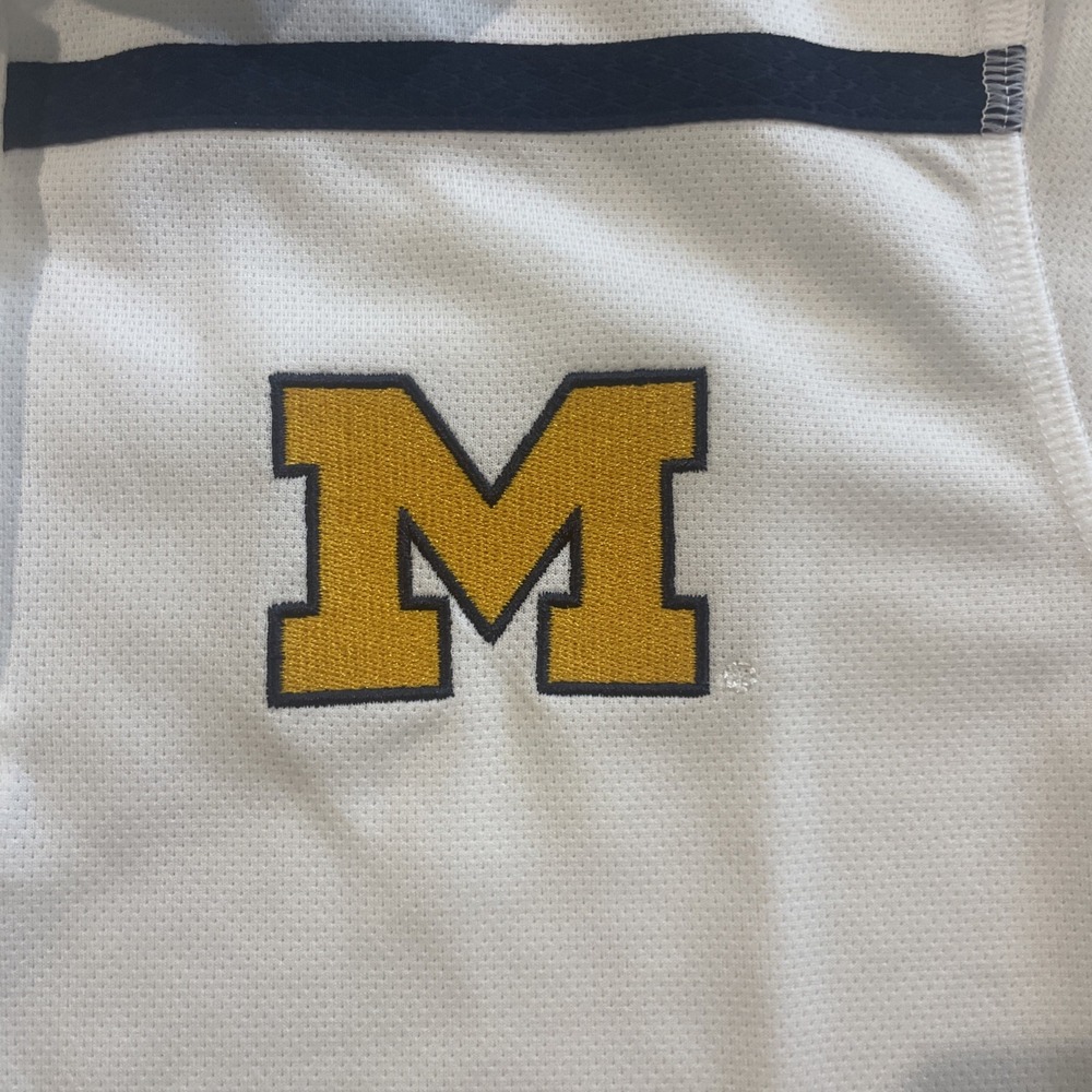 Michigan Wolverines Polo Shirt Mens Small White Adidas Golf Climalite NCAA NWT - Picture 3 of 6